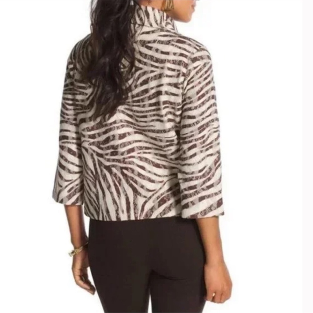 Chico's Zebra Lace Cardigan Jacket Brown Tan Lightweight Size 1 Medium NWT New - Picture 4 of 14